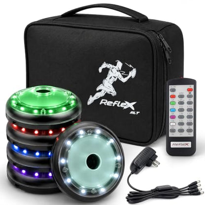 Reflexx RLT 2.1 Reaction Training Lights – Improve Reaction Time, Coordination & Focus – Adjustable Speed, Random Mode, Brightness & Sound Control – for Fitness, Rehab, Seniors & Athletes - style: Set of 6