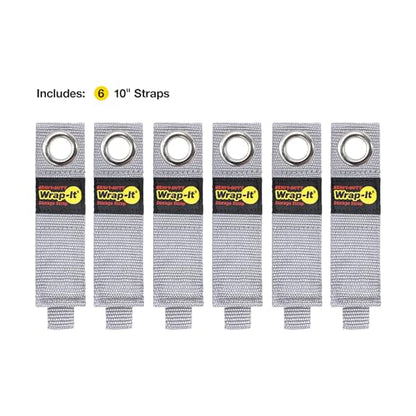 Heavy-Duty Wrap-It Storage Straps - 10" (6-Pack) Silver - color: Silver, size: 10-in. (6-Pack)