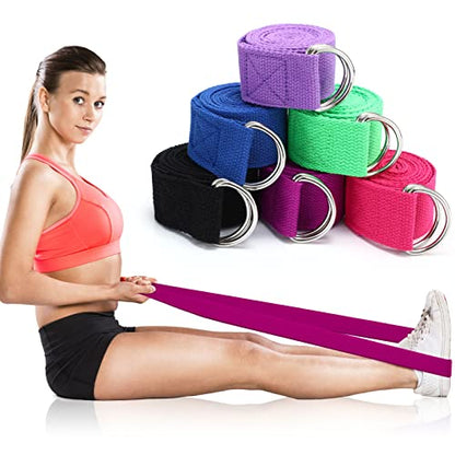 Yoga Strap Stretching Pilates Exercise Adjustable Straps 6 ft Non Elastic Yoga Belt with Adjustable D Ring Buckle for Pilates Gym Workouts Fitness - color: Classic