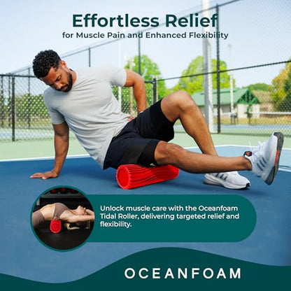 Tidal Roller - Red - Muscle Massage Foam Roller for Back Pain & Stretching - Firm and Ergonomic Wide Wave Textured - Yoga, Athletics, & Wellness - Full Size, 20" x 5" - color: Red