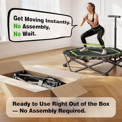 East Mount Foldable Mini Trampoline Indoor, Folding Rebounder Trampoline for Adults with Handles, Exercise Rebounder, Small Trampoline for Adults, for Indoor Garden Workout