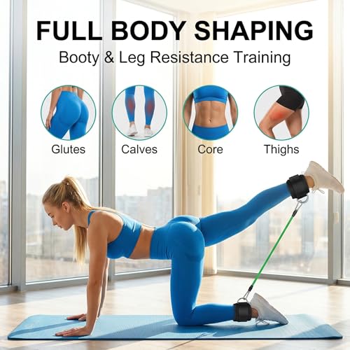 Running Yoga Exercise Step, 60lbs Ankle Resistance Bands with Cuffs, Adjustable Padded Leg Straps for Working Out, Leg Workout Equipment for Agility Training Track and Field Gym Accessories