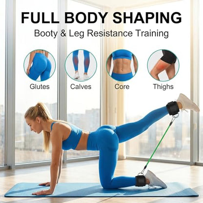 Running Yoga Exercise Step, 60lbs Ankle Resistance Bands with Cuffs, Adjustable Padded Leg Straps for Working Out, Leg Workout Equipment for Agility Training Track and Field Gym Accessories