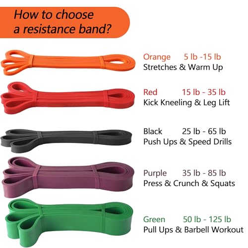 Resistance Bands for Working Out, Pull up Bands, Workout Bands, Exercise Bands, Stretching Bands for Strength Training, Fitness, Mobility Training, Home Workout, Physical Therapy, Stretching
