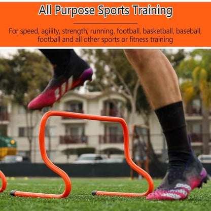 5 PCS Agility Hurdles Training Equipment, Track and Field Jumping Workout Obstacles, Plastic Soccer Agility Workout Trainer Kit, for Athletes Adults(Orange,23cm/9in)