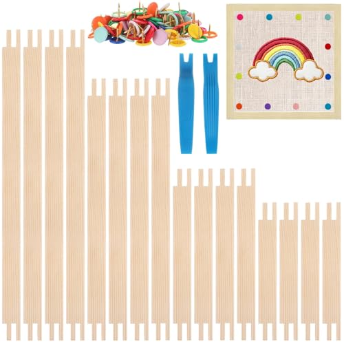 16 Sets Stretcher Bars for Needlework with 100 Tacks, 4 Sizes 16Pcs Wooden Canvas Splicing Stretcher Bars Needlepoint Embroidery Stitch Frame Set for Crafts Art Supplies for Women's Birthday Gift