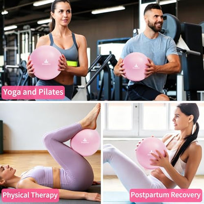 9 Inch Pink Pilates Ball, Exercise Stability Yoga Ball Small Exercise Ball with Air Pump for Core Workout, Balance Training, Home Gym, Office, Physical Therapy