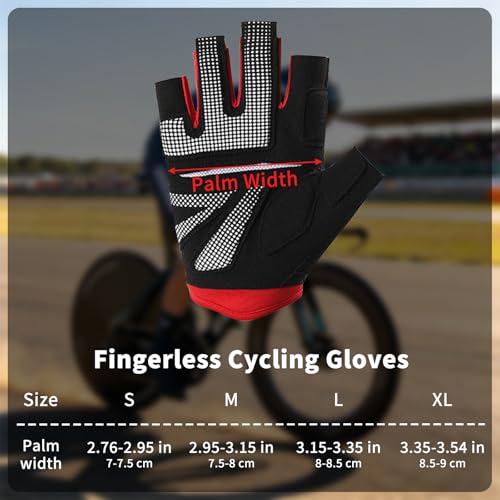 Men's Fingerless Cycling Gloves, Bike Gloves for Men & Women with Gel Padded & Anti-Slip Design, Breathable Outdoor Bicycle Gloves for Road/Mountain Bike, Fitness, Hiking - size: Large