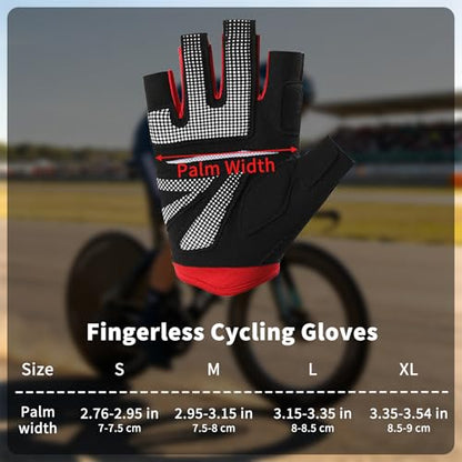 Men's Fingerless Cycling Gloves, Bike Gloves for Men & Women with Gel Padded & Anti-Slip Design, Breathable Outdoor Bicycle Gloves for Road/Mountain Bike, Fitness, Hiking - size: Small