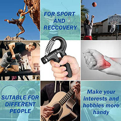 AIXPI Grip Strength Trainer, Hand Grip Exerciser Strengthener with Adjustable Resistance 11-132 Lbs (5-60kg), Forearm Strengthener, Hand Exerciser for Muscle Building and Injury Recover 2 Pack