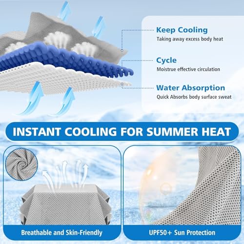 24 Pack Cooling Towels Bulk for Neck and Face 40"x12" Ice Cooling Sweat Rags Microfiber Soft Breathable Soft Chilly Towel for Yoga Golf Sport Running