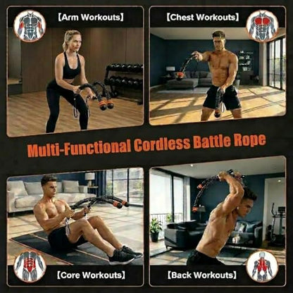 Portable Ropeless Battle Ropes, Weight-Adjustable Battle Ropes for Home Gym with Storage Bag, Low-Noise Battle Rope with Non-slip Handle, Cordless BattleRopes for Hiit & Low-Impact Cardio Training
