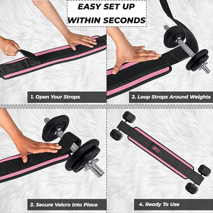 Hip Thrust Belt - Heavy duty, Comfortable, Adjustable Glute Trainer with Anti-Slip Pads. Ideal for Home Workouts with Dumbbells, Kettlebells, Plates. Extra Padding for Gym and Home Fitness hold up to 600 lbs - Baby Pink
