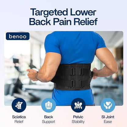 Back Brace for Lower Back Pain Relief | Sciatica Lumbar Support Belt for Men & Women, Adjustable Back Support Brace for Work & Daily Use, All-Day Comfort & Heavy-Duty Compression (Small (28-32.9"))