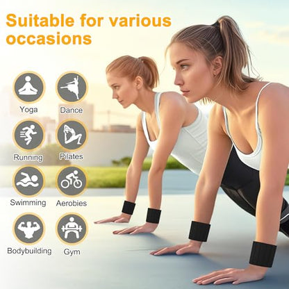 Wrist Weights, 1.1LB Each Stackable Magnetic, Adjustable Ankle Weights for Men & Women, Jogging/Yoga & More, 1 Pair - color: Black