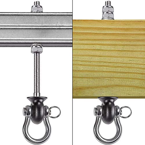 Dolibest Heavy Duty Swing Hangers, Stainless Steel 304 Swing Bolts, 180° Swing, Perfect for Playground, Porch, Yoga, Hammock Chair, Punching Bag - for Wood and Steel Beams,9.64'' (4Pack) - color: Silver 9.64''-4pcs