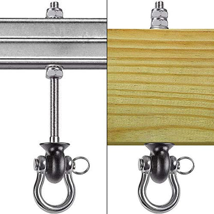 Dolibest Set of 4 Permanent Antirust Stainless Steel 304 Heavy Duty Swing Hangers, Playground Porch Yoga Seat,for Wood and Steel Beam Yoga Hammock Chair Punching 1500LB Capacity,180° Swing,9.64'' - color: Silver 9.67'' 4 Pack