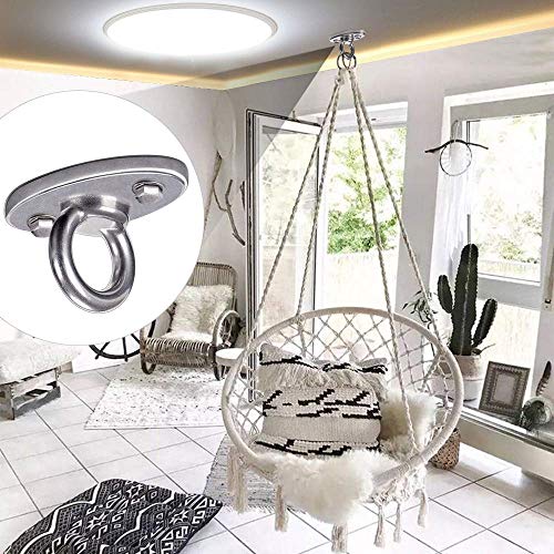 SELEWARE Ceiling Mount Cast Stainless Steel Swing Hanger Wall Anchor Hanging Yoga Swing Hammock Chair Suspension Straps Heavy Bag and More