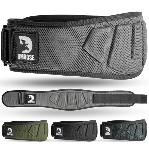 DMoose Fitness Weight Lifting Belt for Squats, Deadlift & Intense Workout - 6" Adjustable Fit Auto Lock Weightlifting Belt for Men & Women - Neoprene Gym Belts for Stability & Lumbar Back Support - color: Charcoal Gray 2.0, size: Large