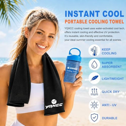 2 Pack Cooling Towels (47"x12"), Ice Cool Neck Towel, Soft Breathable Microfiber for Yoga, Golf, Gym, Running, Camping & Hot Weather - color: Dark Gary/Rose Red