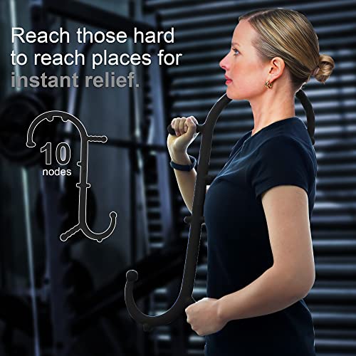 Massage Trigger Point Cane, Muscle Release Tool Self Massage Hook Cane, Handheld Back, Neck, Shoulder, Leg and Feet Massager Rod, Body Deep Tissue Gifts for Men & Women, Black - color: Black