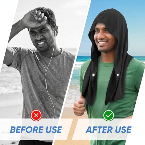 3 Pack Cooling Hoodie Towel, UPF 50+ Cooling Towels for Neck and Face - color: Royal Blue/Dark Gray/Gray