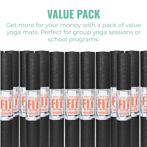 12 or 16-Pack Value Yoga Mat, 68" x 24" Non Slip Exercise Mat, 3mm Thick Gym Mat, Bulk Non Toxic Yoga Mats for Schools and Studios