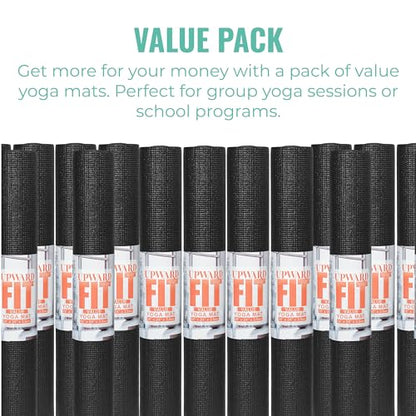 12 or 16-Pack Value Yoga Mat, 68" x 24" Non Slip Exercise Mat, 3mm Thick Gym Mat, Bulk Non Toxic Yoga Mats for Schools and Studios