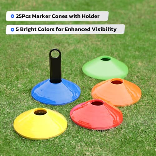 GHB Soccer Cones 25/50/100 Pack Disc Soccer Sport Cones - color: 25Pcs Multicolor