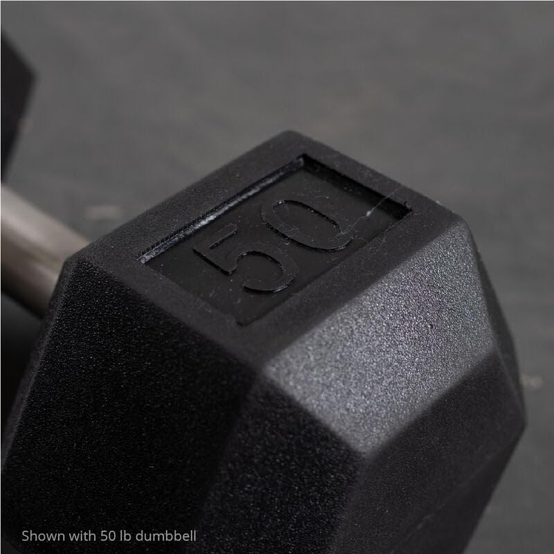 Titan Fitness Free Weights, Rubber Coated Hex Dumbbell, Straight Stainless Steel Handle, Strength Training, Full Body Workout - style: 30 pound Single