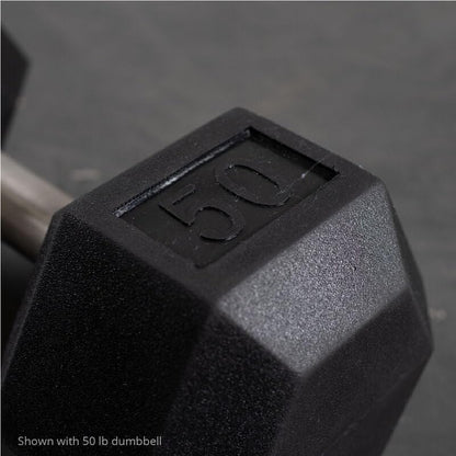 Titan Fitness Free Weights, Rubber Coated Hex Dumbbell, Straight Stainless Steel Handle, Strength Training, Full Body Workout - style: 30 pound Single
