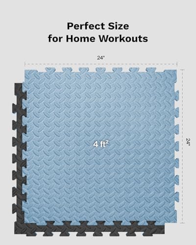 AIRHOP Upgraded 0.79" Extra Thick 48 Sq Ft High-Density Eva Foam Exercise Gym Mats, 12 Pcs Large Interlocking Puzzle Floor Tiles (24"x24") for Home Gym