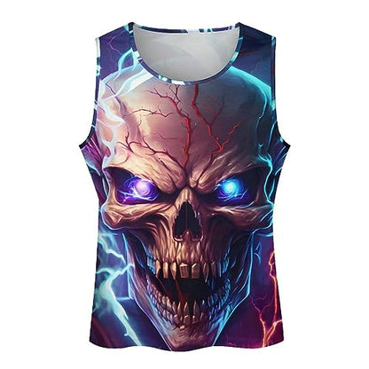 BIVENANT Skull Shirts for Men Novelty Mens Skull Tank Top Big and Tall Tank Tops Graphic Tees Shirt - color: Aid001008, size: Large