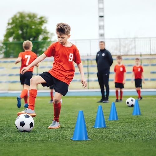 24pcs Cones 9 Inch Soccer Cones and Plastic Traffic Cones, Durable Cones for Sports Training, Ideal for Soccer, Basketball, Football, Skating, and Agility Drills Practice