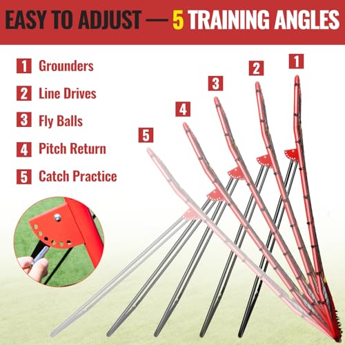 Baseball Rebounders + Pitchback Net,Adjustable 5 Angle Pitch Return Trainer for Fielding,Pitching & Catch Practice,Rebound Net with 3 Targets Simulate Grounders, Line Drives,Fly Balls for All Players