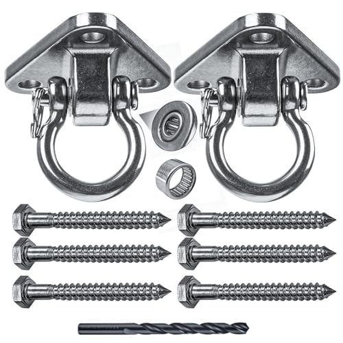 2 Bearing Swing Hangers Heavy Duty 304 Stainless Steel 1500LB Capacity 180°for Yoga Porch Swing Seat Sandbag, Gym