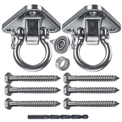 2 Bearing Swing Hangers Heavy Duty 304 Stainless Steel 1500LB Capacity 180°for Yoga Porch Swing Seat Sandbag, Gym