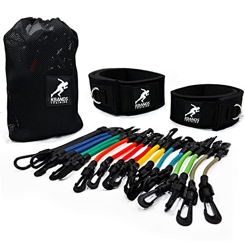 Kbands | Speed and Strength Leg Resistance Bands | Includes Speed 101 and Agility FX Digital Training Programs - Sizes for Youth, Intermediate, and Advanced Athletes - color: Black, Blue, Green, Orange, Red, Yellow, Teal, Light Green, Grey