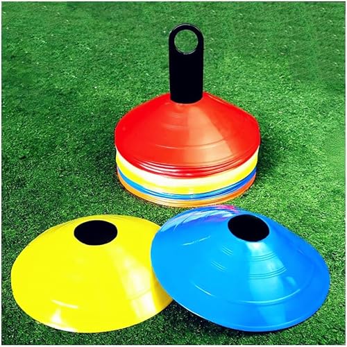 ANRANK 50 Pcs Disc Cones, Agility Soccer Cones with Carry Bag and Holder, Soccer Cones for Sports Training, Football, Soccer, Basketball, Coaching, Practice Equipment, 5 Color