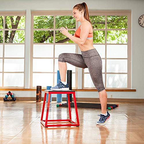 JFIT Plyometric Boxes - Made in Taiwan NO Assembly Required Single - Height Box Set and Adjustable Box Options Plyometric Platform and Jumping Agility Box for Training Conditioning Strength Training - style: 18" Height (Single Plyo Box)