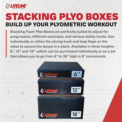 Lifeline Fitness Foam Plyo Box - Durable Plyometric Jump Box with Vinyl Cover and Handles for Cross Training, HIIT, Exercise Equipment - Multiple Heights Available