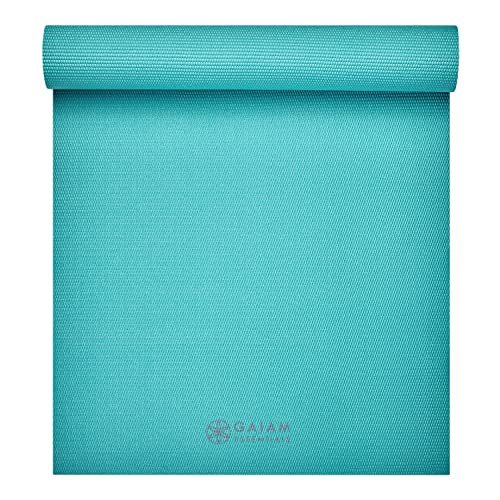 Gaiam Essentials 1/4" Thin (6mm) Yoga & Pilates, Fitness & Exercise Mat with Easy-Cinch Carrier Strap Cusion Support For Fitness and Gym Workouts