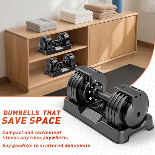 Adjustable Dumbbell Set of 2, 50/100/110lbs Free Weights Dumbbell Set - size: 25LBS Pair - A
