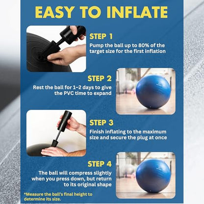 ProBody Pilates Yoga Ball - Vibrant Colors Exercise Ball - color: Turquoise, size: M: 19-22" (55 cm)