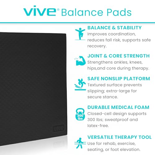 Vive Balance Pad - Foam Large Yoga Mat Trainer for Physical Therapy, Stability Workout, Knee and Ankle Exercise, Strength Training, Rehab - Chair Cushion for Adults, Kids, and Travel
