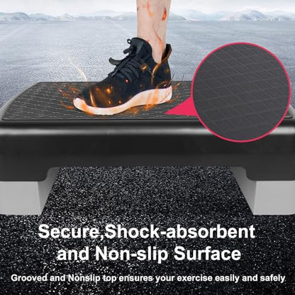 Exercise Workout Aerobic Step Platform Trainer, 18" Aerobic Stepper with 4"-6" Adjustable Height Risers