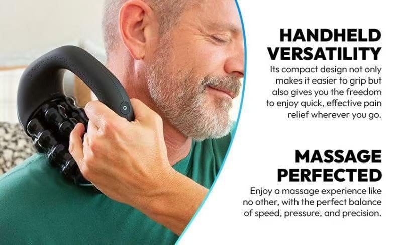 Electric Handheld Massage Roller Deep Tissue Percussive Muscle Massager for Legs, Back, Body Portable Rolling Pain Relief Tool for Muscle Soreness & Cellulite Appearance USB Rechargeable