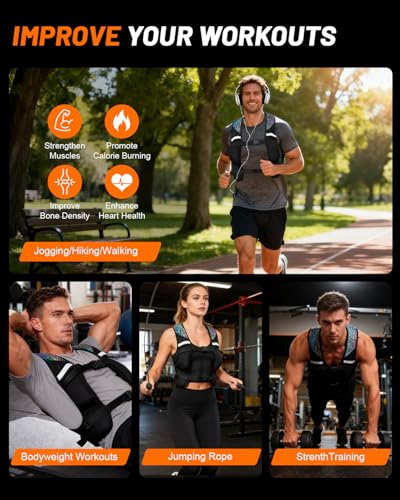 Weighted Vest for Woman Men, 0-10lbs Adjustable Running Vest with 10 Removable Weights, Weight Training Vest for Weight Loss, Colorful Reflective Straps & Phone Pockets, Machine Washable