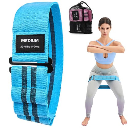 Adjustable Fabric Resistance Bands for Squats, Glutes & Legs – 5 Levels of Customizable Size, Width & Tension, Non-Slip Booty Bands for Men and Women, Pilates & Yoga Workouts(Medium)