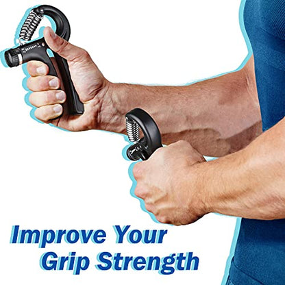 AIXPI Grip Strength Trainer, Hand Grip Exerciser Strengthener with Adjustable Resistance 11-132 Lbs (5-60kg), Forearm Strengthener, Hand Exerciser for Muscle Building and Injury Recover 2 Pack